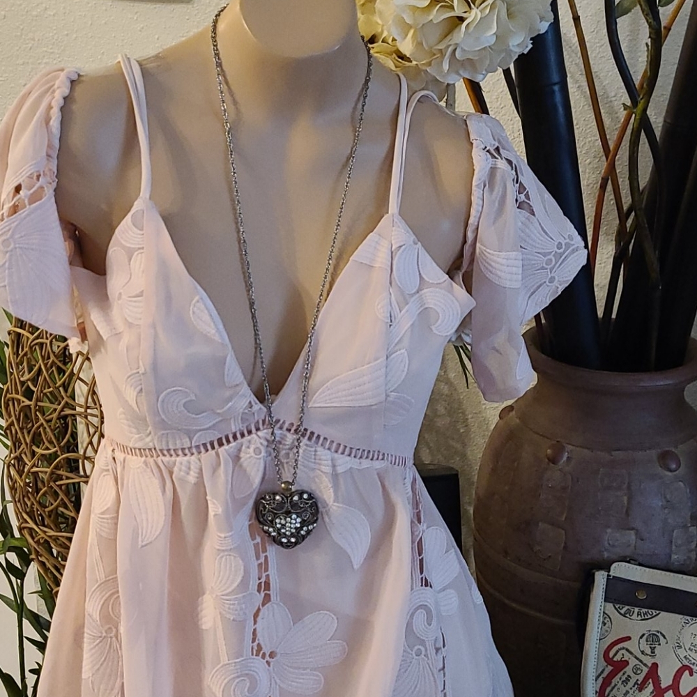 SALE LOVERS AND FRIENDS PINK EMBROIDERED DRESS - Picture 3 of 16